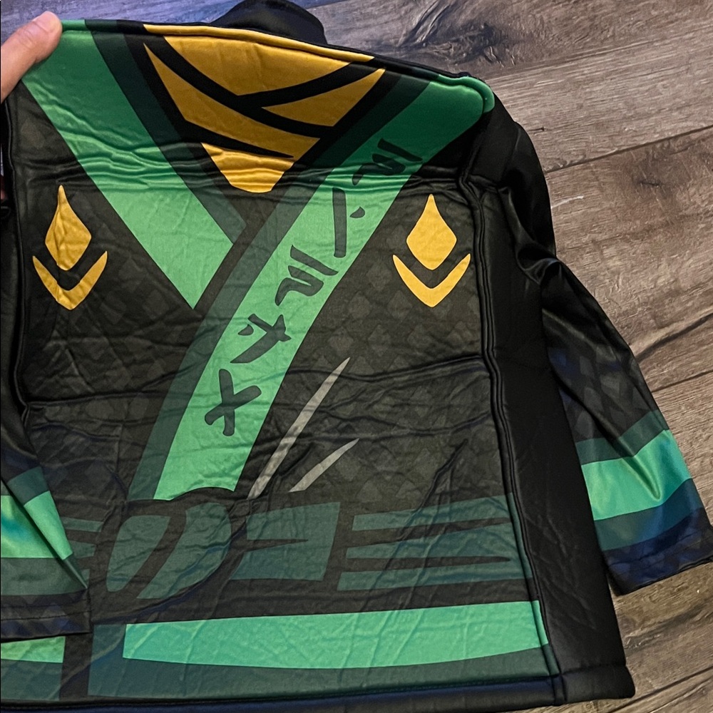 Adidas Black and Green Athletic Top